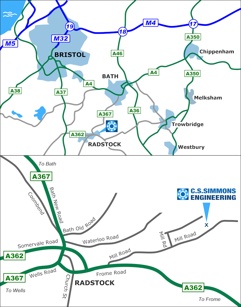 Click to open a pdf version of this Map to CS Simmons Engineering Ltd